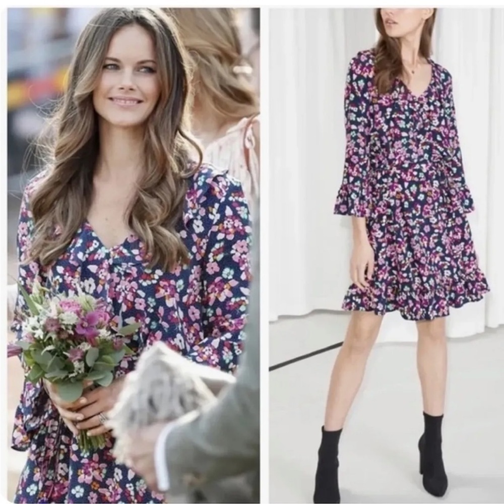 & Other Stories Floral Mini Ruffled Dress